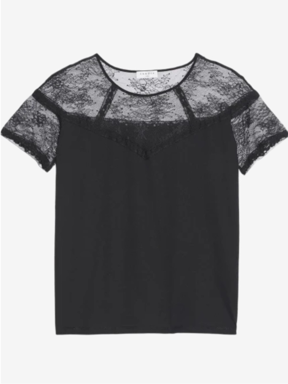 SANDRO T-shirt with Lace Insert